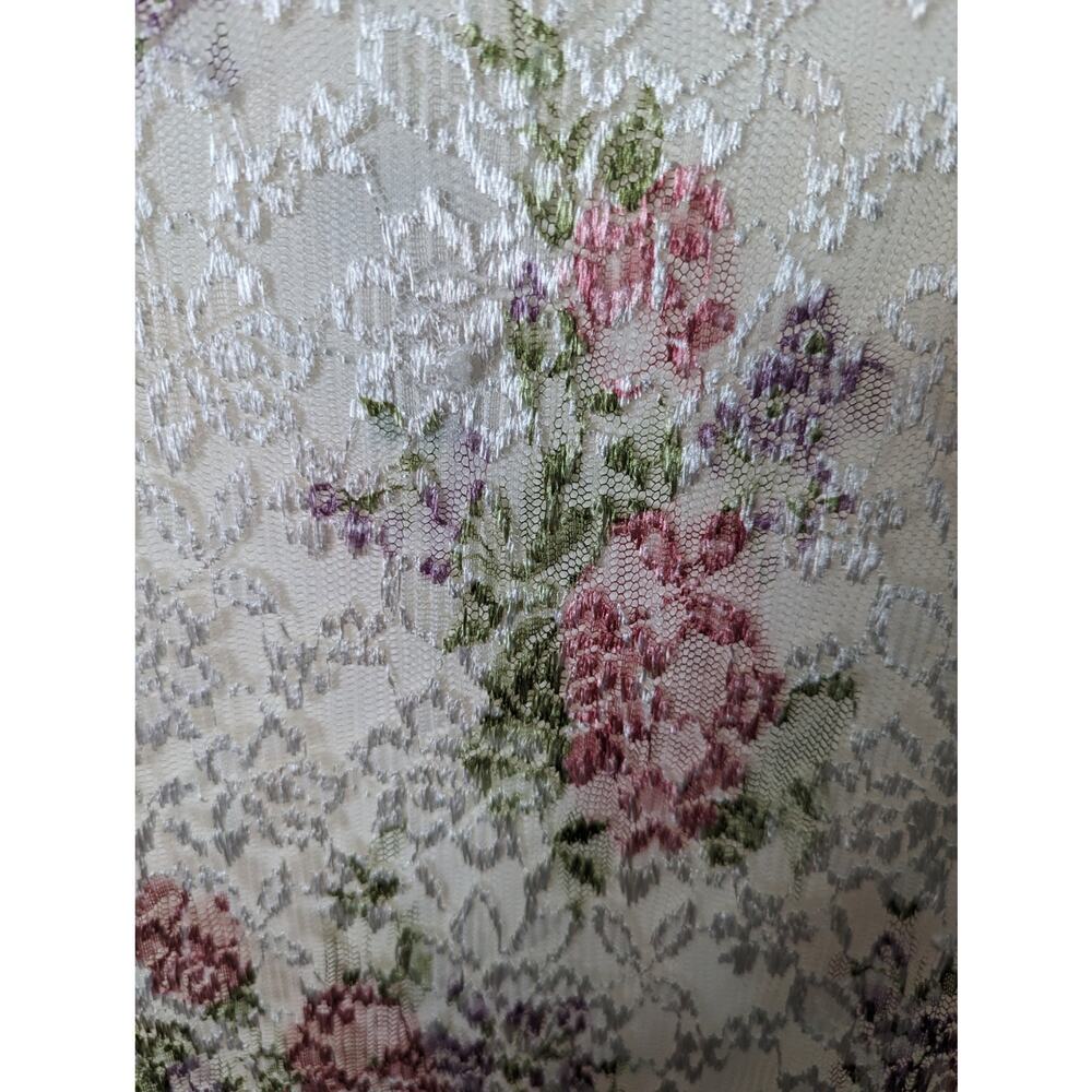 Vintage 90's J.B.S Ltd Maxi Dress Sleeveless Floral Lace Sheer Overlay V Back - Picture 6 of 10